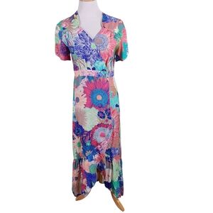 Vilagallo Vibrant Floral Dress, EU Size 42= US Sz Large
